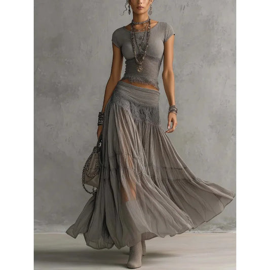 Zareena Chiffon Maxi Skirt Set