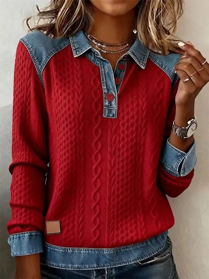 Rafalea Denim Trim Blouse