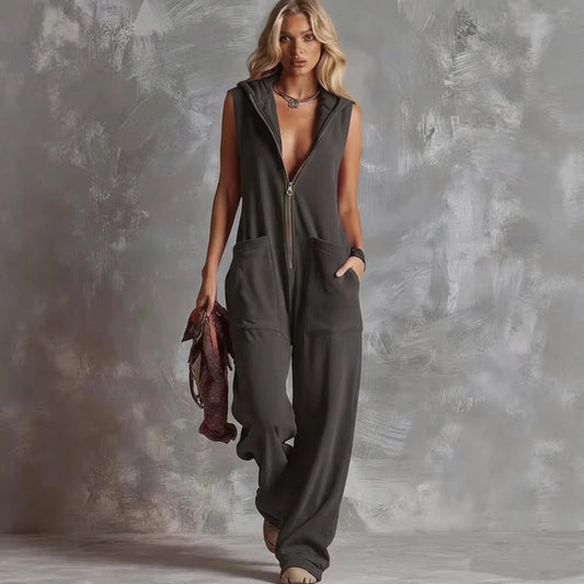 Kareena V Neck Hooded Jumpsuit