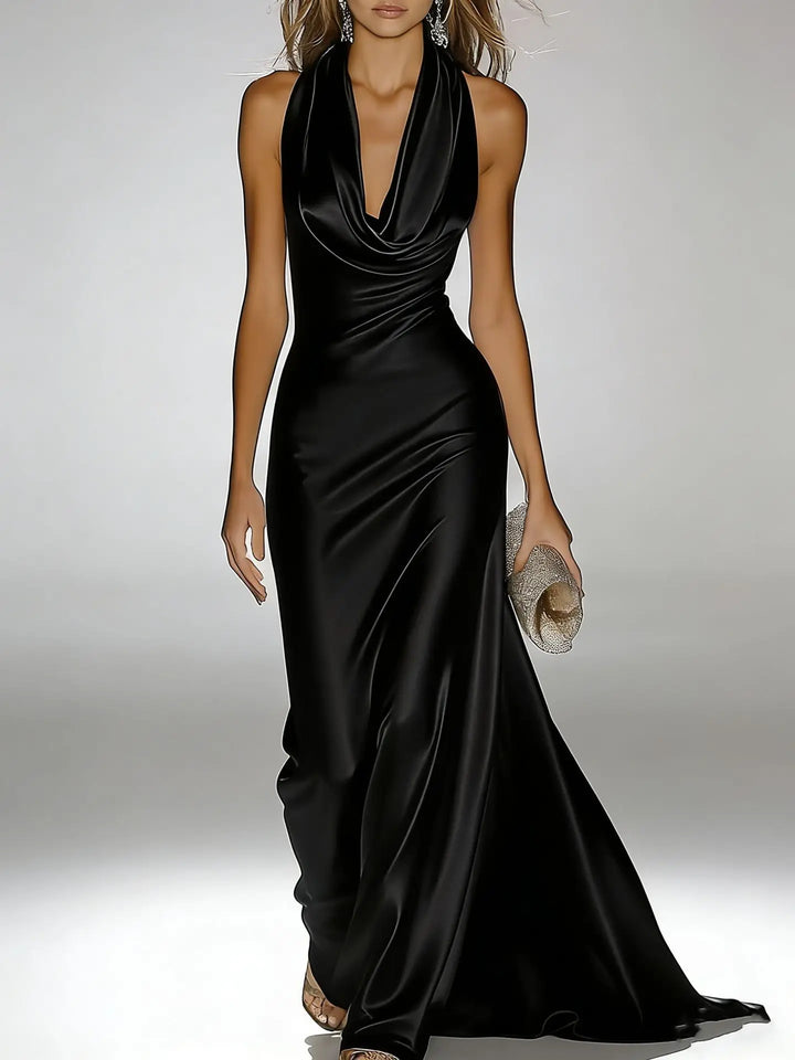 Victoria Satin Halter Maxi Dress