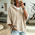 Genna Lace Up Hooded Pullover