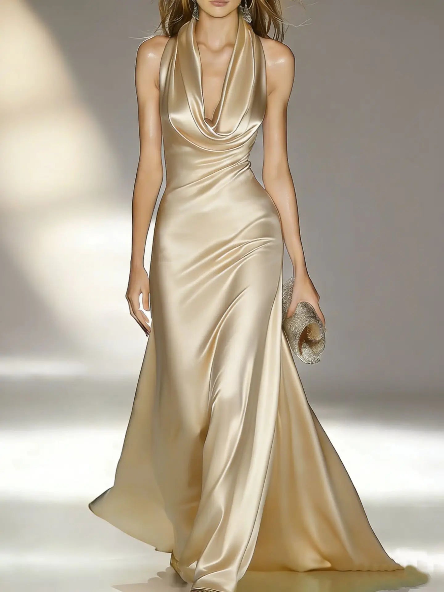 Victoria Satin Halter Maxi Dress