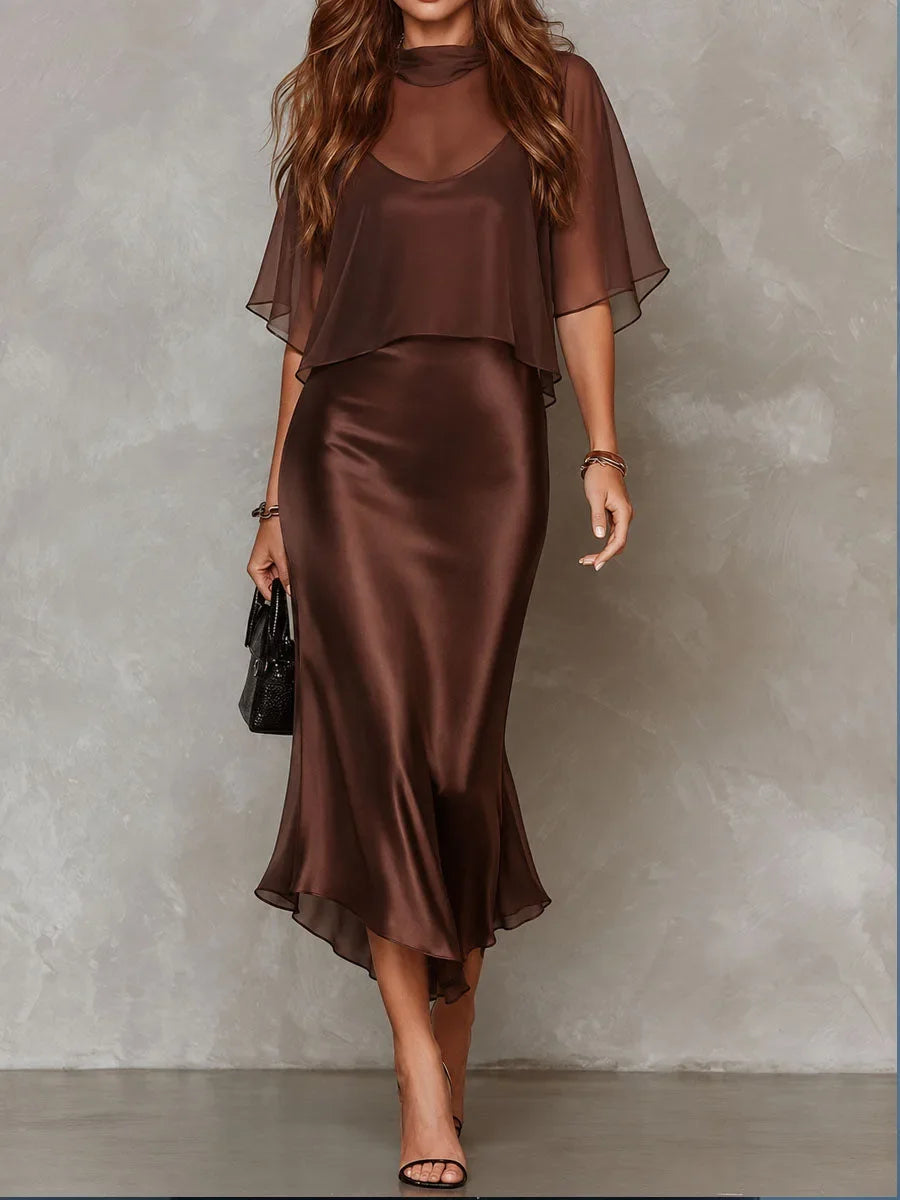 Maren Satin Midi Dress Set