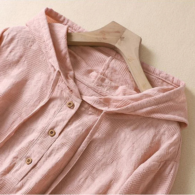 Elara Hooded Button Blouse