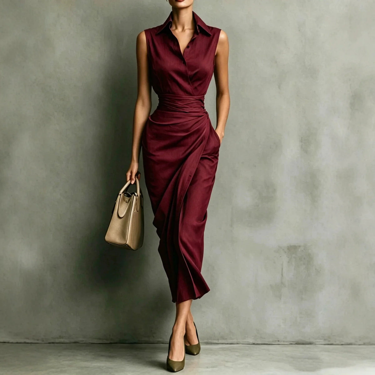 Dalphia Cinched Waist Midi Dress