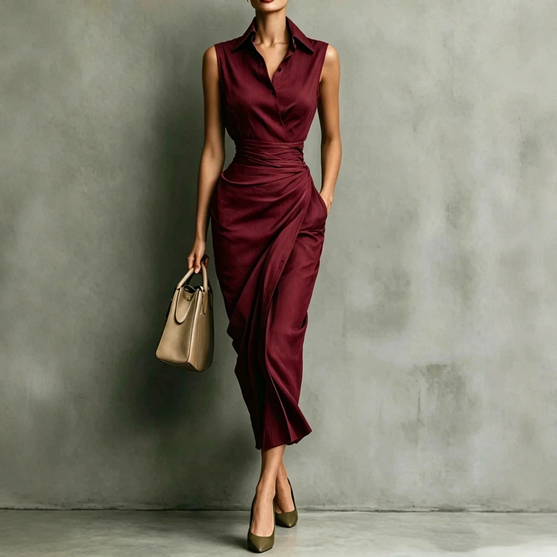 Dalphia Cinched Waist Midi Dress