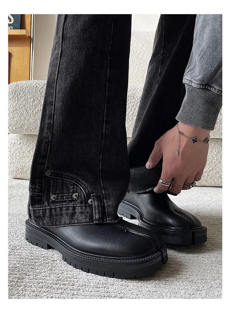 Obsidian Men's Classic Leather Tabi Loafers