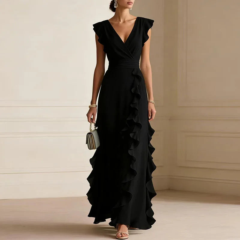 Camille Ruffle Trim Maxi Dress