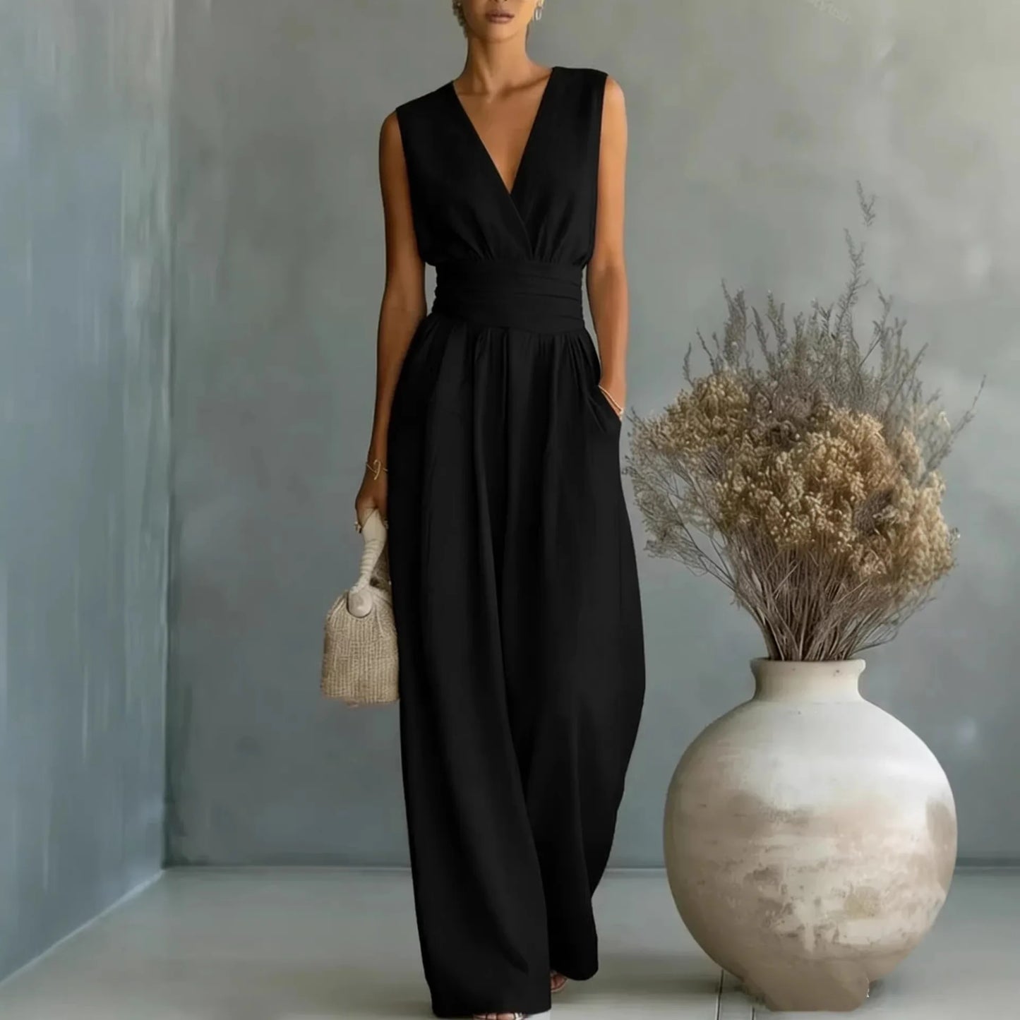 Alessia Sleeveless V Neck Jumpsuit