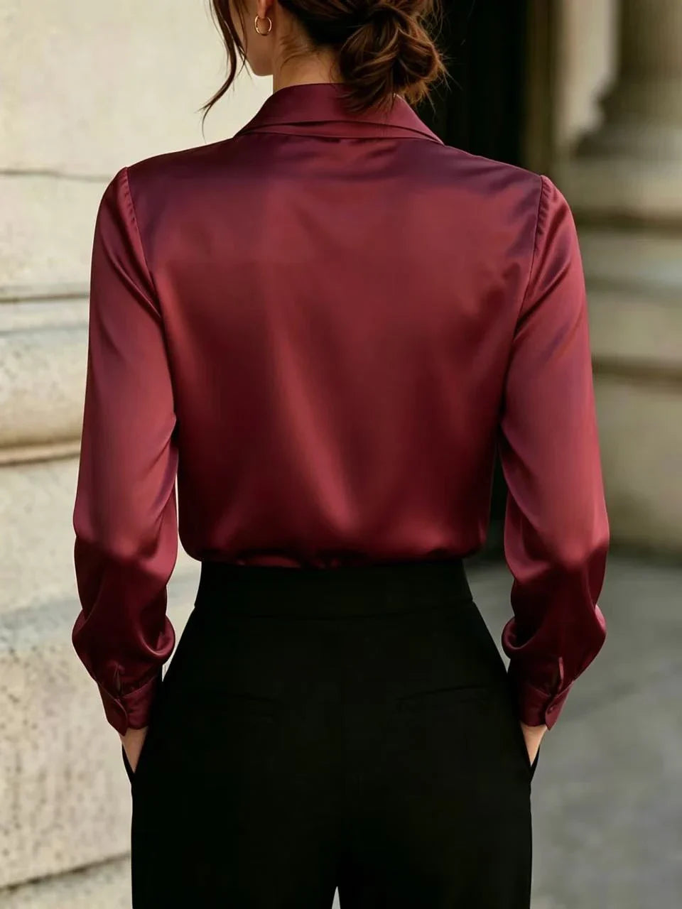 Keona Satin Tie Neck Blouse
