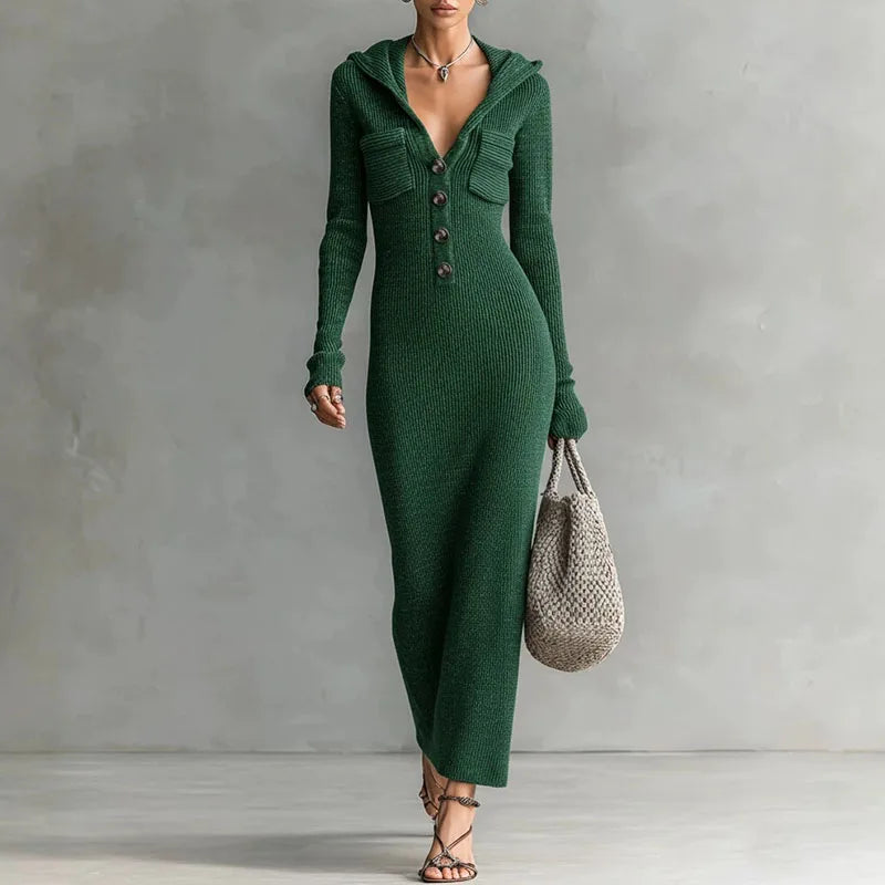 Valencia Hooded Knit Maxi Dress