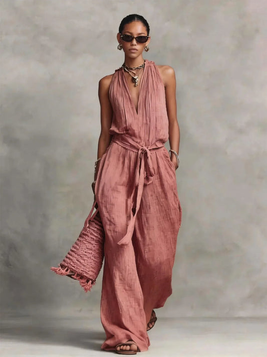 Carter Front Tie Wide Leg Jumpsuit