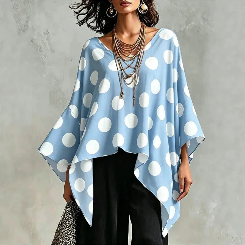Ella Asymmetrical Polka Dot Blouse