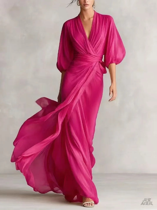 Catalina V Neck Chiffon Dress
