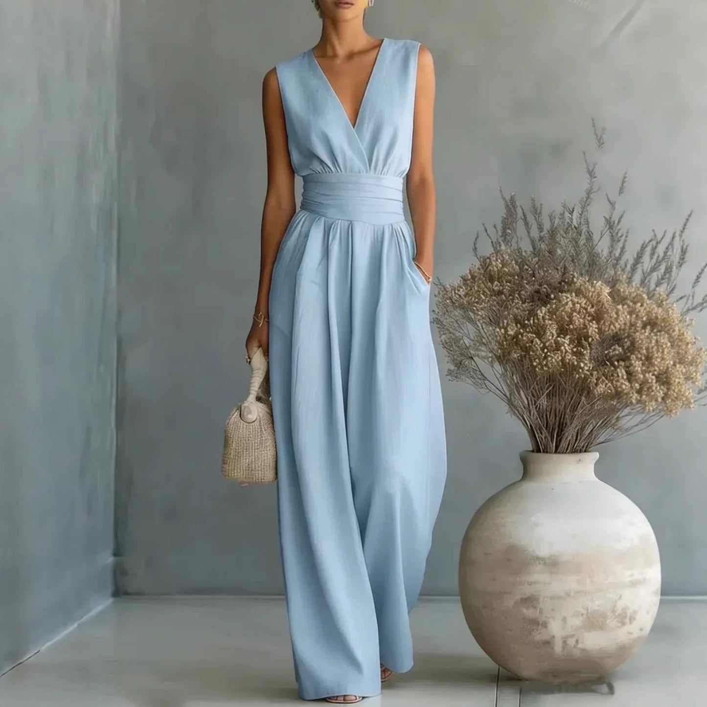 Alessia Sleeveless V Neck Jumpsuit