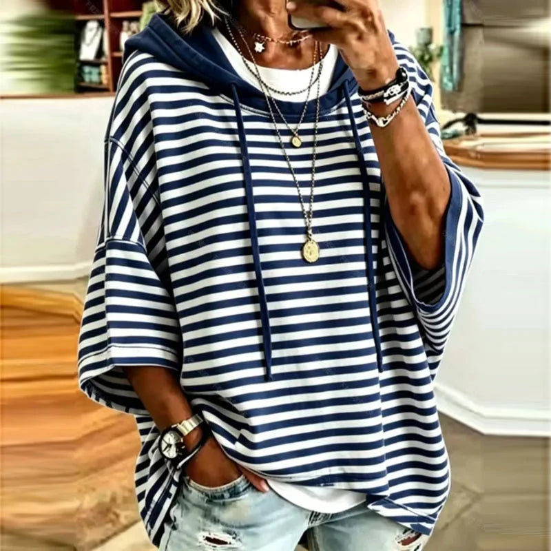 Quince Striped Hooded Pullover