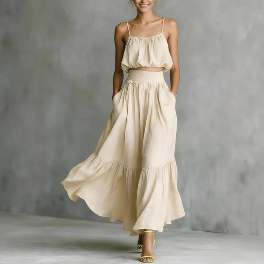 Elora Flowy Crop Top Skirt Set