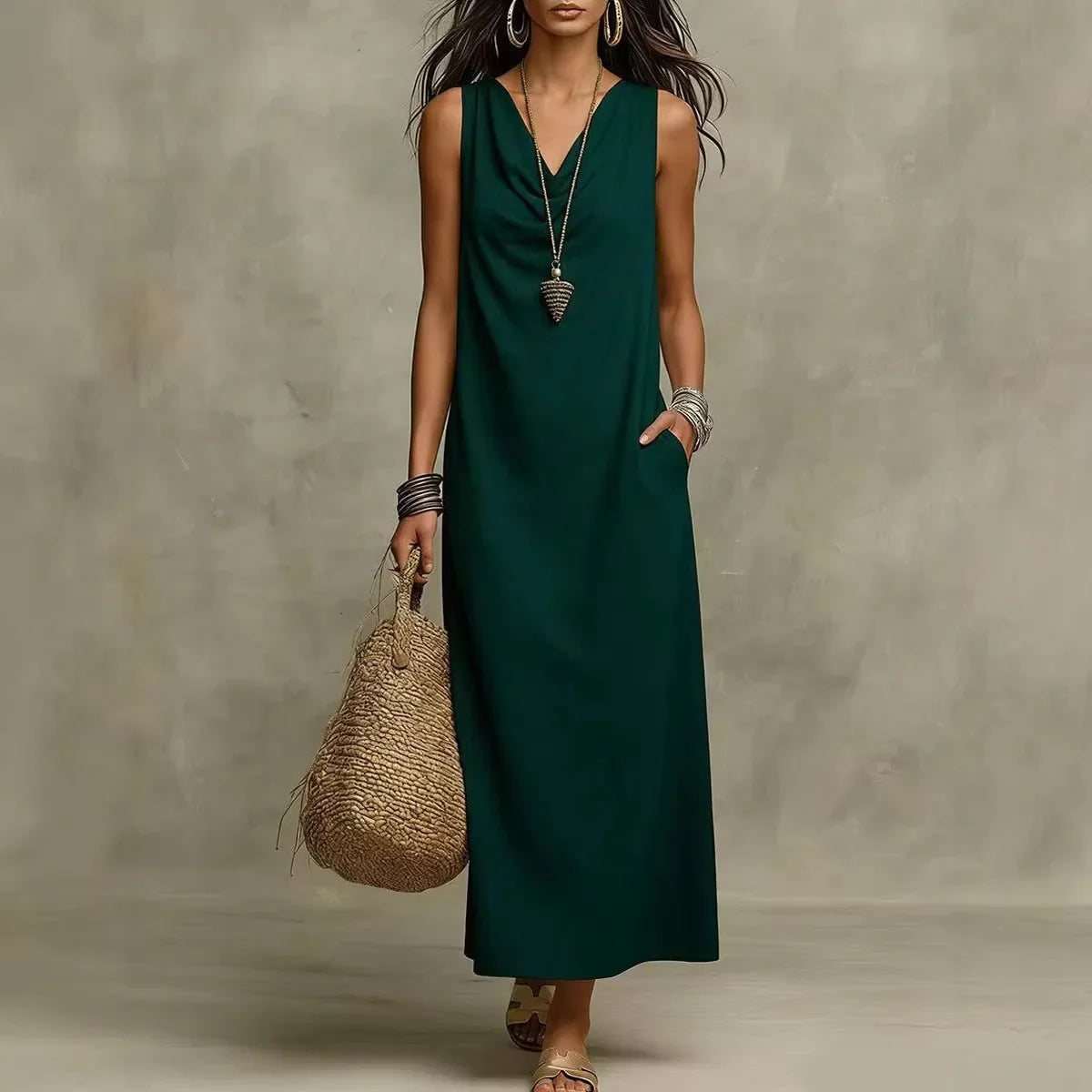 Zaffira Linen Sleeveless Maxi Dress