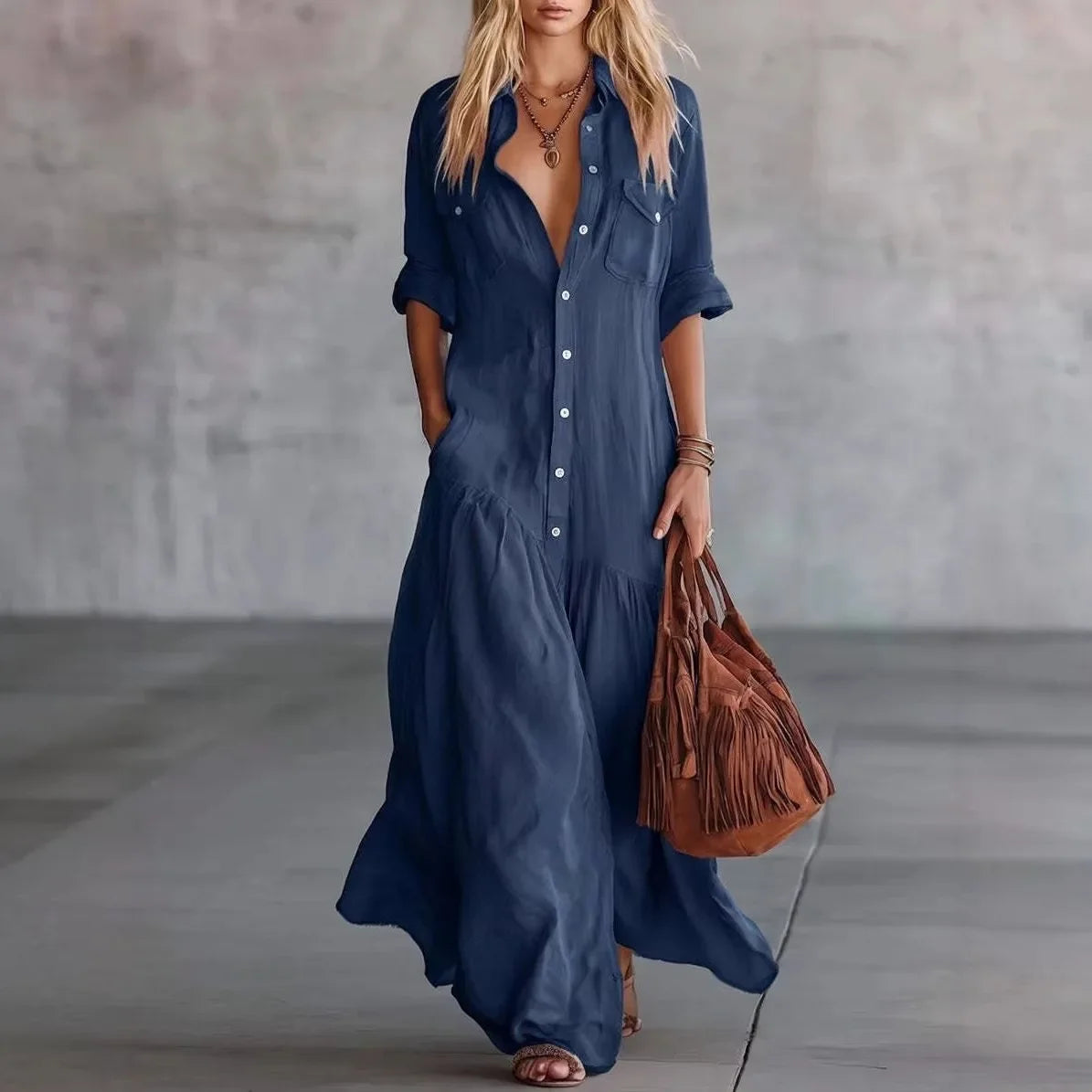 Orlena Loose Tiered Long Dress