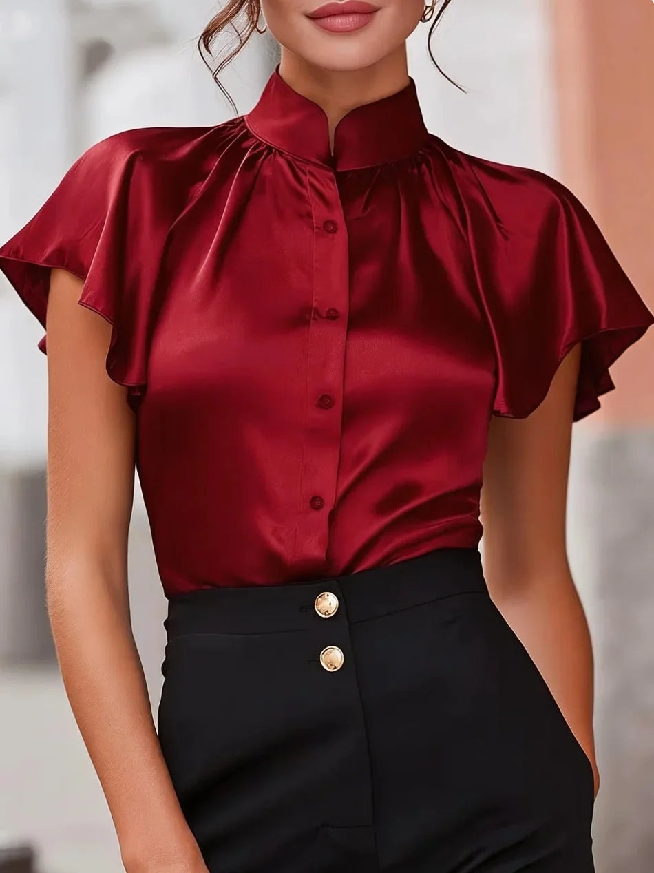 Juliana Satin Ruffle Blouse