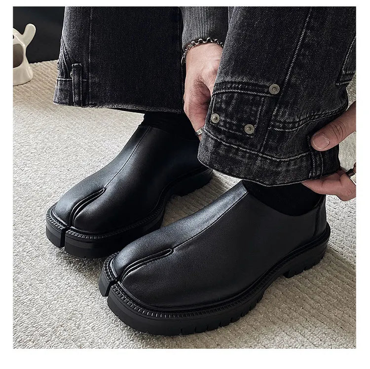 Obsidian Men's Classic Leather Tabi Loafers