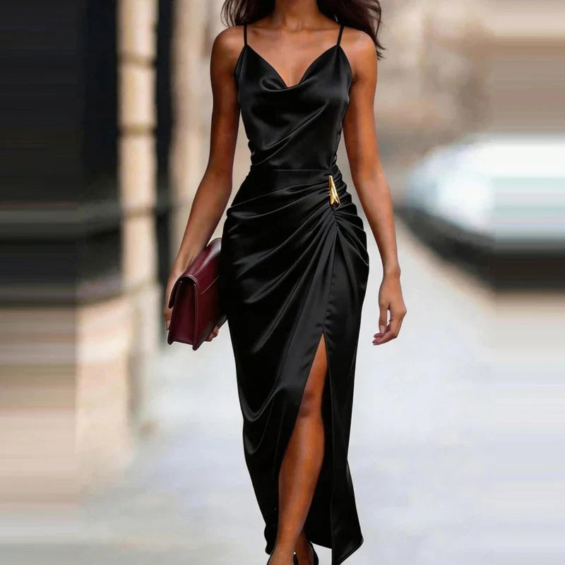 Elaine Satin Cowl Maxi Dress