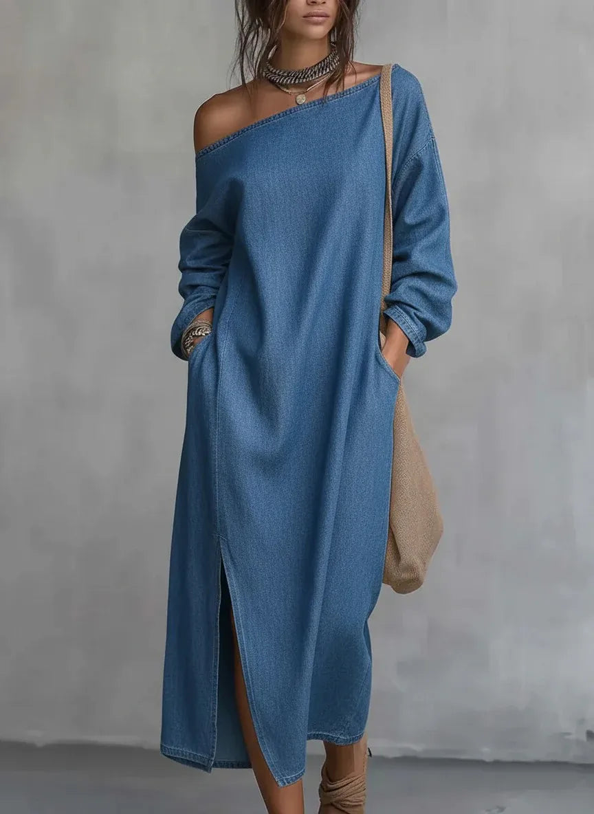 Daisy One Shoulder Linen Maxi Dress