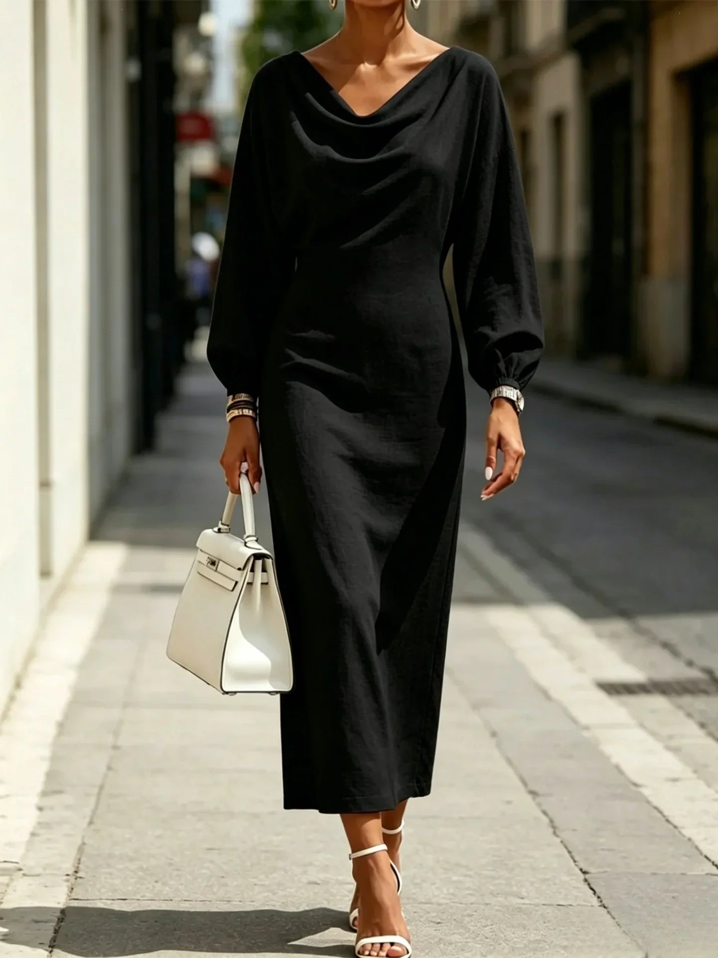Elodie Cowl Neck Midi Dress