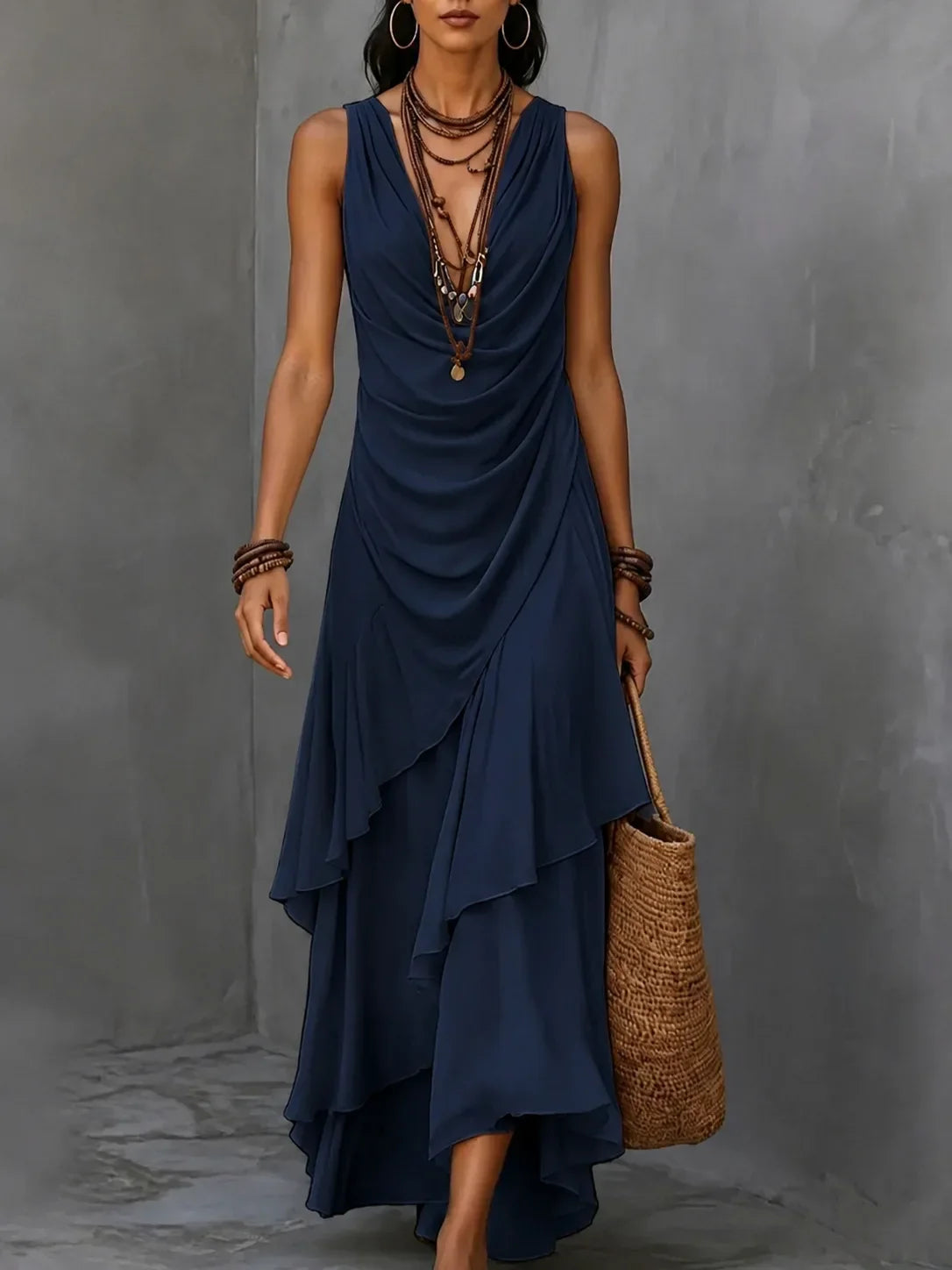 Lauren Bohemian Ruffle Maxi Dress