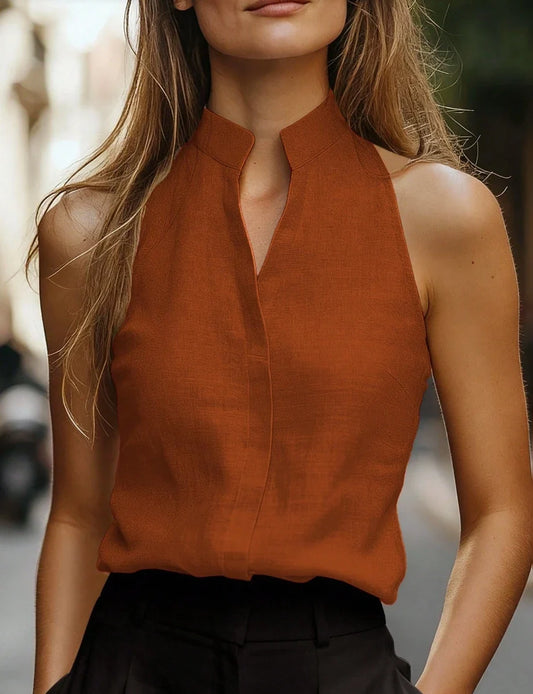 Lindsey Sleeveless Linen Blouse
