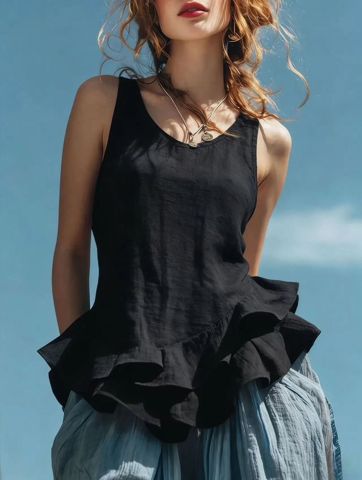 Chiara Ruffle Hem Tank Top