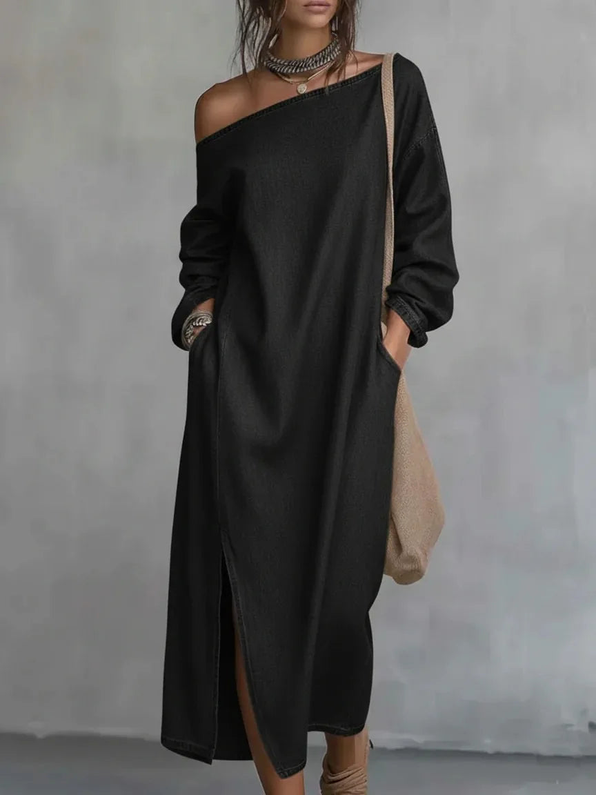 Daisy One Shoulder Linen Maxi Dress