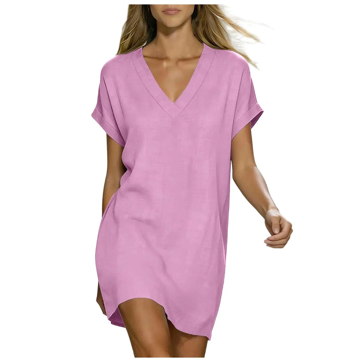 Margus V Neck Linen Shirt Dress