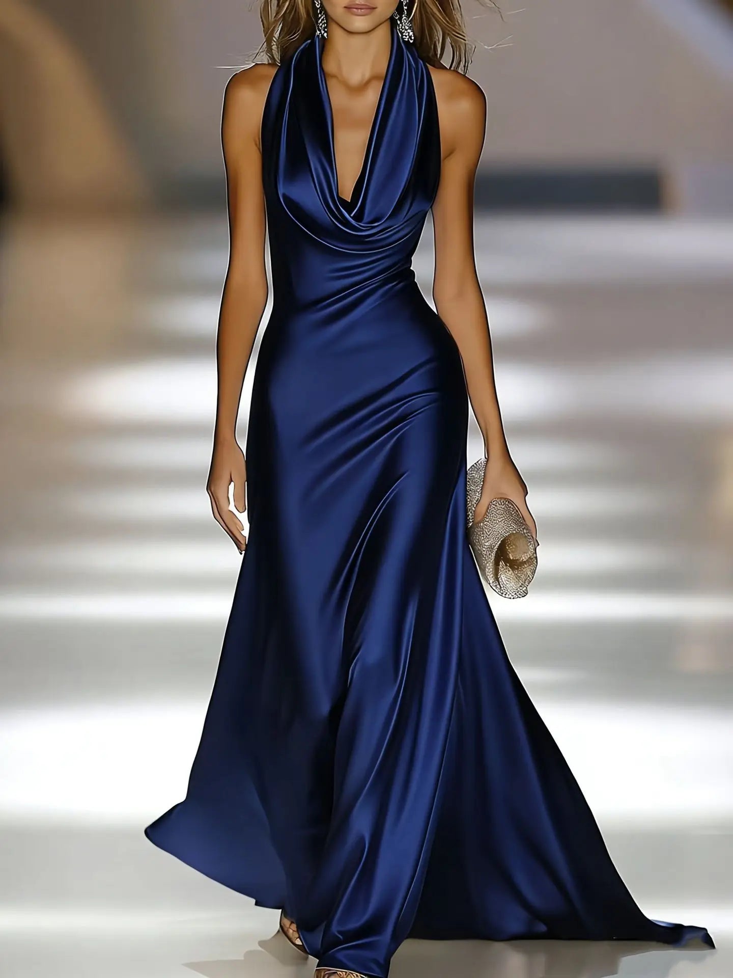 Victoria Satin Halter Maxi Dress