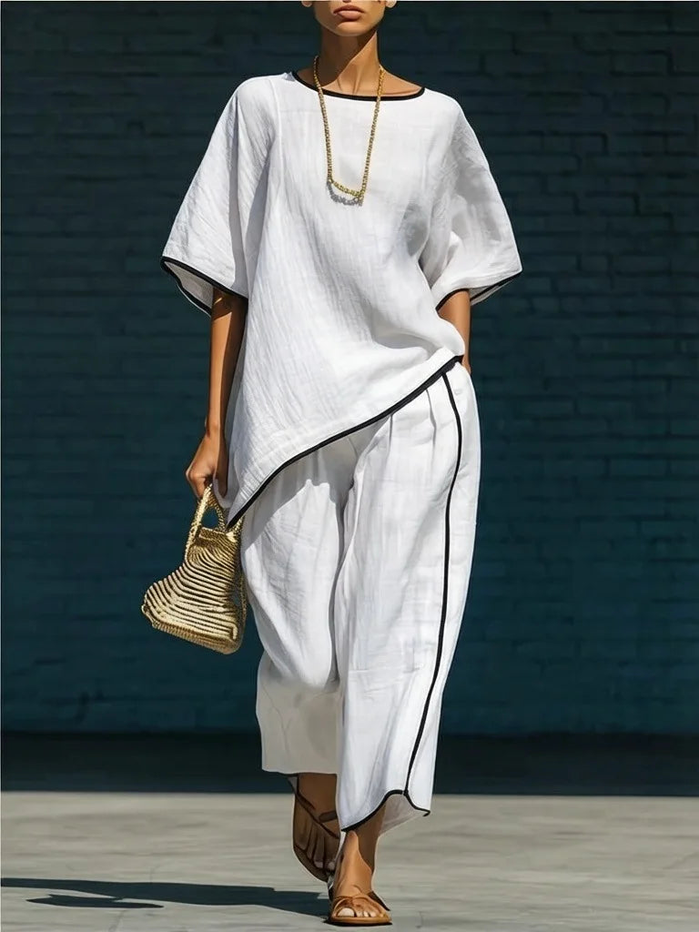 Valerie Linen Cropped Pant Set
