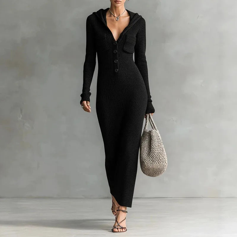 Valencia Hooded Knit Maxi Dress
