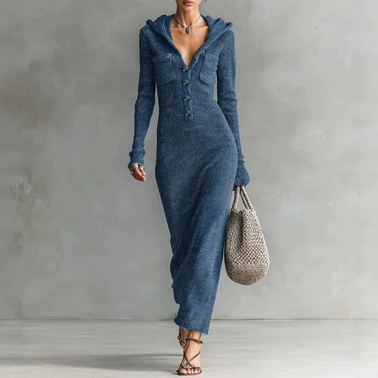 Valencia Hooded Knit Maxi Dress