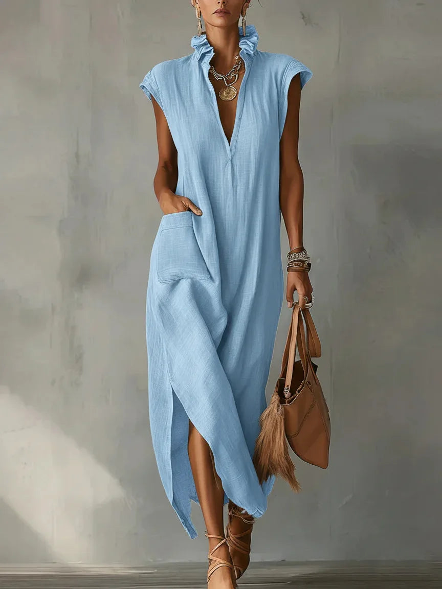 Amara Breathable Linen Midi Dress