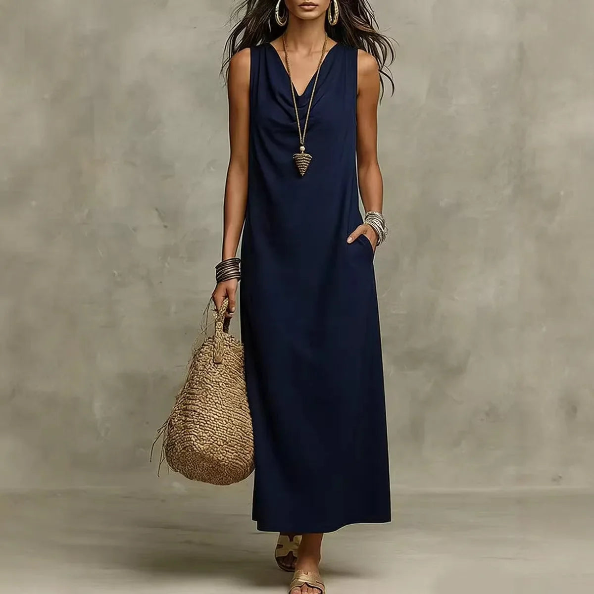 Zaffira Linen Sleeveless Maxi Dress