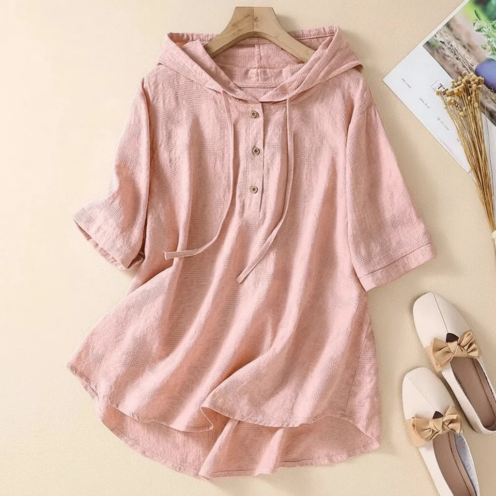 Elara Hooded Button Blouse