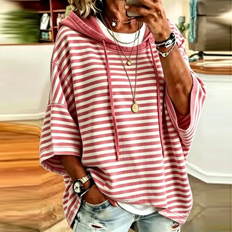 Quince Striped Hooded Pullover