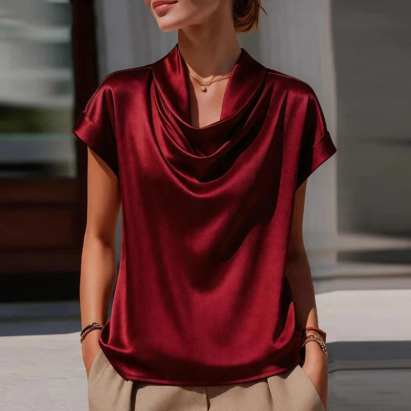 Naina Draped Cowl Neck Blouse