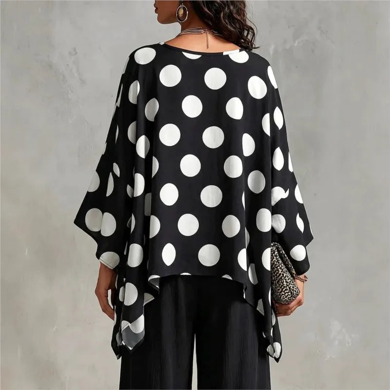 Ella Asymmetrical Polka Dot Blouse