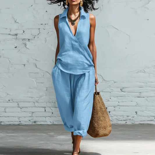Serene Summer Linen Matching Set