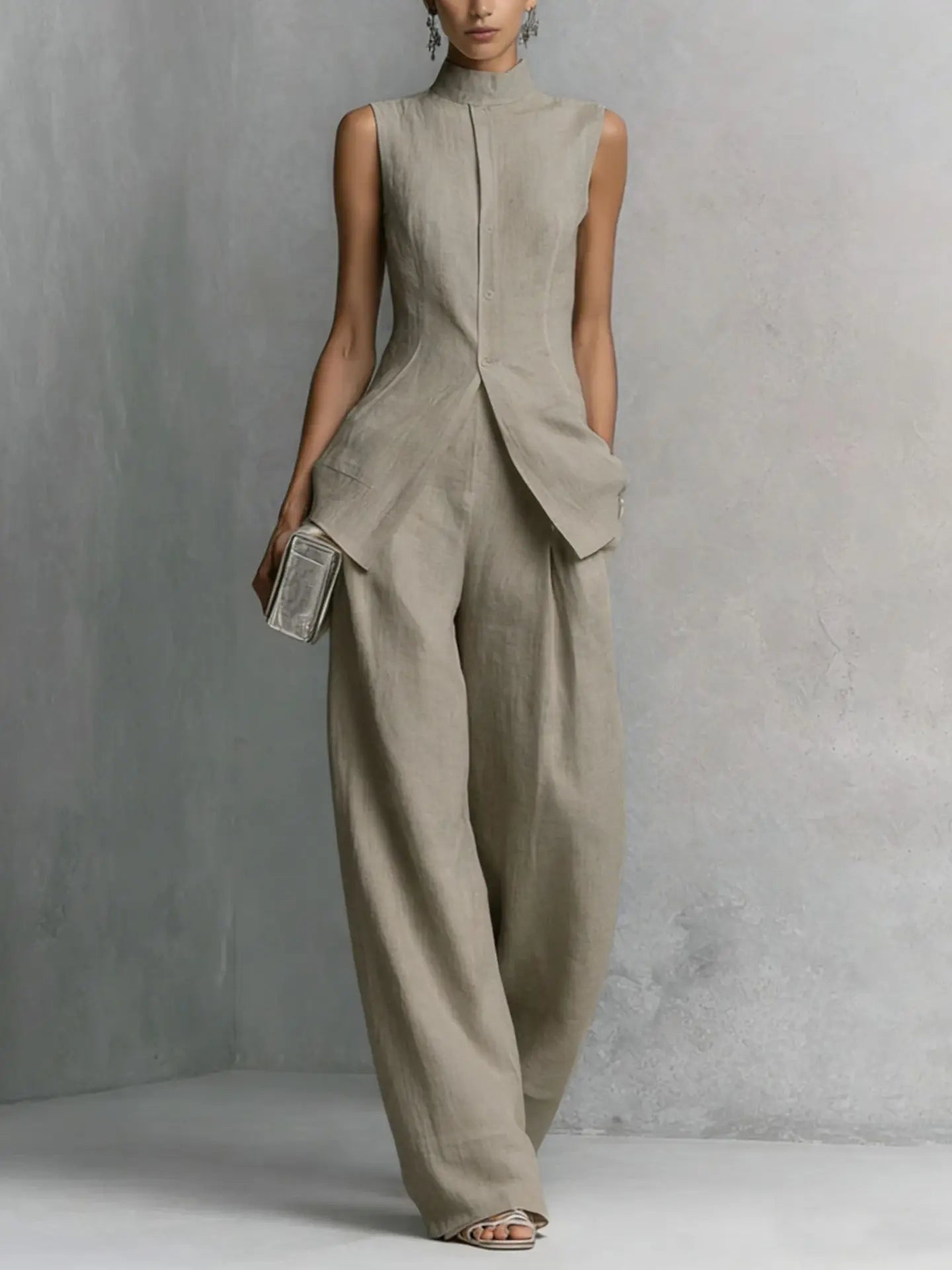 Avery Sleeveless Linen Pant Set