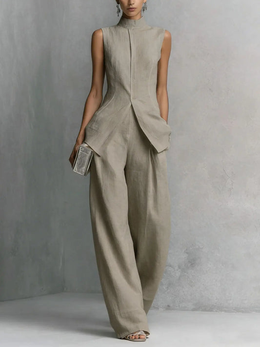 Avery Sleeveless Linen Pant Set