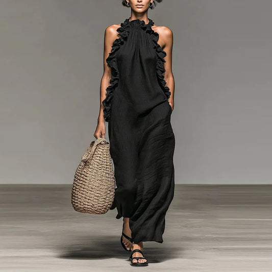 Quinn Halter Ruffle Dress