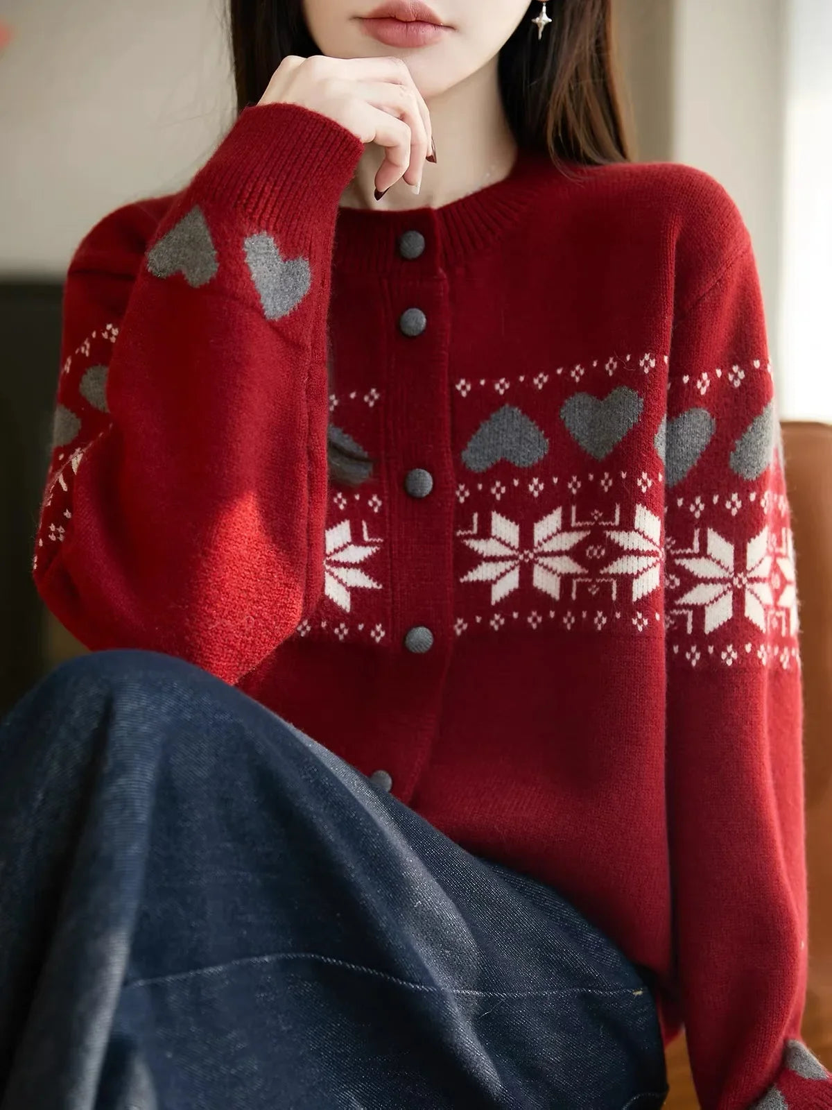 Leona Jacquard Knit Cardigan