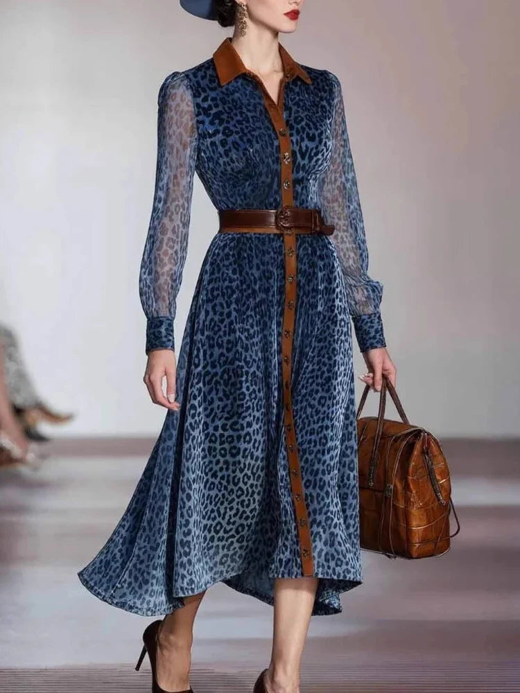 Ophelia Printed Mesh Midi Dress
