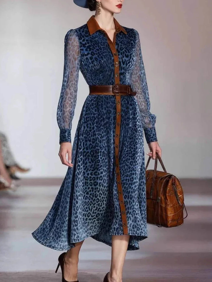 Ophelia Printed Mesh Midi Dress